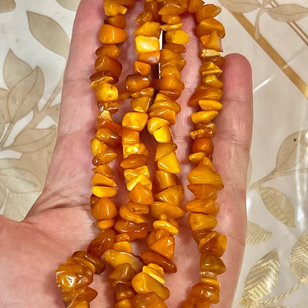 VTG Butterscotch Natural Honey Baltic Amber Nuggets Beadad Necklace Sz 25” USSR